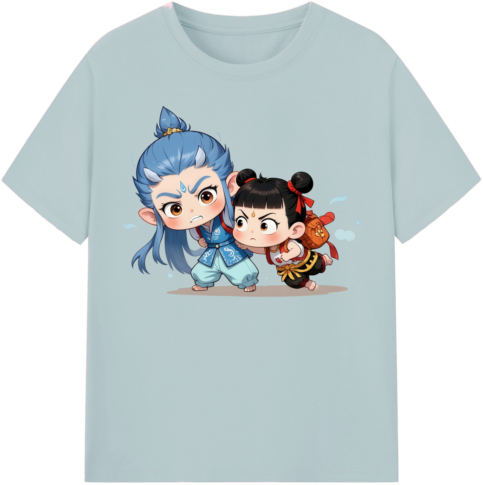 （画像用） Ne Zha 2 ナタ 魔童の大暴れ 綿100％半袖Tシャツ（フロントプリント）